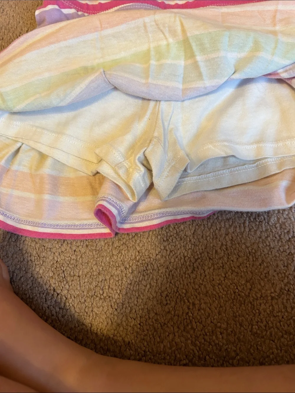 Pastel Rainbow Stripe Ruffled Skort